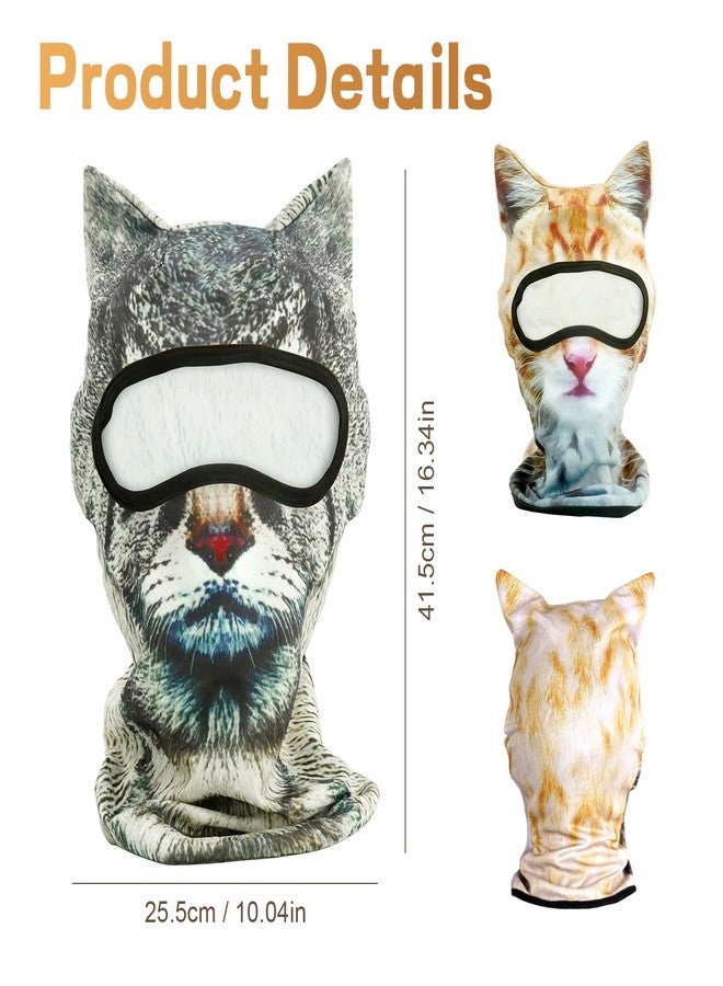 EQUNROY 2 Pack 3D Cat Ski Mask with Ears Funny Animal Balaclava for Winter Sports, Outdoor Activities, Halloween Costumes, Breathable Face Cover for Men & Women - Image 2